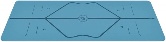 Liforme Compacte Reis Yogamat - Fitnessmat Licht Blauw - (66 x 180 x 0,2 cm) 1,6 kg | Inclusief Draagtas | Lichtgewicht & Reisvriendelijk | Uitstekende Grip & Snel Drogend | Milieuvriendelijk Rubber | AlignForMe Markeringen