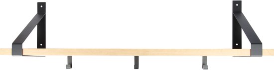 Marcellis - 3x Industriële ophang haak - jas haak - mat zwart - metaal - 8cm - ook voor aan plank