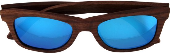 5one® zonnebril Walnut Blue hout blauwe lens 2017518