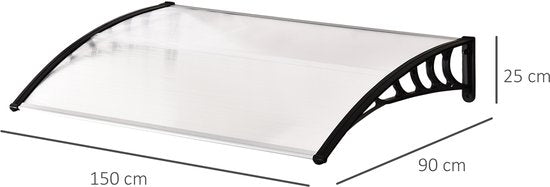 4goodz Deurluifel Afdak 90x150x25 cm met UV-, Regen- en Zonbescherming