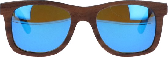 5one® zonnebril Walnut Blue hout blauwe lens 2017518