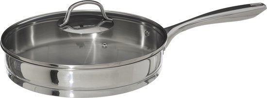 4goodz Dubbelwandige RVS Hapjespan met deksel - Zilver