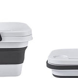 Picknickmand 2-1 - Wit & Grijs - 45 cm x 27 cm - Inklapbaar - Picknickmand met Tafel - Picknickmand 4 Personen - Picknicktas - Picknick