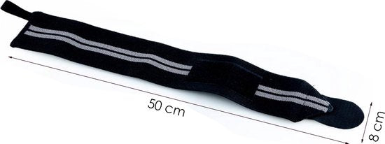 Fitness - Crossfit Polsband - 2 stuks - Grijs - Zwart - Polsbandage Wrist Support Wraps - Pols Bandage Band - Bodybuilding Support - Gewichthef Straps - Krachttraining Lifting Workout Straps