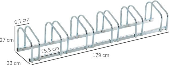 Fietsenrek voor 6 Fietsen Staal - Wand of Vloermontage 33x179x27 cm