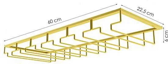Ophangrek Wijnglazen - Goud - 18 glazen - 6 Rijen - Wijnglazenhouder - Ophangrek Wijnglazen - Wijnrek - Ophangrek - Glazenrek - Wijn Glas Rek - Wijnglas Houder - Wijnglazenhouder - Wijnglazen organizer - Glasophangrek - Wijnglas Rek