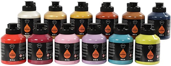 Pigment Art School, extra kleuren, 12x500 ml