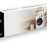 Fixwood 2-Laags Wasmachine Rek – Zwart - Houten Opbergrek voor Wasmachine – Ruimtebesparend Badkamerrek 127 cm – Beukenlook – 33x66x127 cm