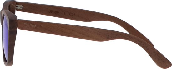 5one® zonnebril Walnut Blue hout blauwe lens 2017518