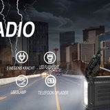 NovaWare NoodRadio Solar Opwindbaar - FM-AM - Powerbank Zonneenergie met 20.000mAh - Noodpakket - Draagbare Radio op batterijen – Zwart