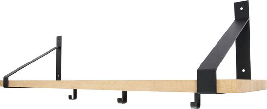 Marcellis - 3x Industriële ophang haak - jas haak - mat zwart - metaal - 8cm - ook voor aan plank