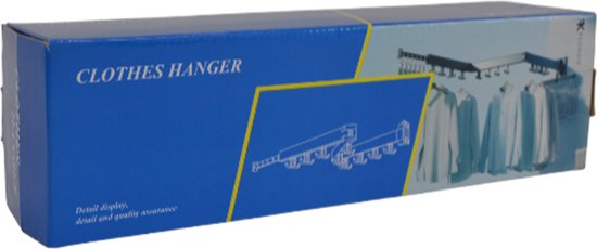 Kledingrek voor aan de Muur - Zwart - 104 cm Lang - Inklapbaar en Uitschuifbaar - Kledingrek - 180 Graden Draaibaar