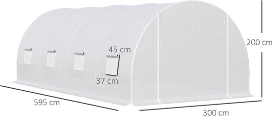 4goodz Tunnelkas - Foliekas Kweekkas 595x300x200 cm - Wit
