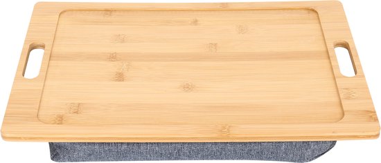 Schoottafel Laptop – Laptoptafel voor Bank-Bed – Bamboe Dienblad met Kussen – Ontbijt Bed Tafel – Laptopkussen – Met Handgrepen