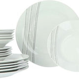 4goodz porseleinen servies 6 persoons - Wit/Zwarte strepen