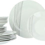 4goodz porseleinen servies 6 persoons - Wit/Zwarte strepen