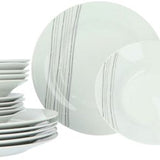 4goodz porseleinen servies 6 persoons - Wit-Zwarte strepen