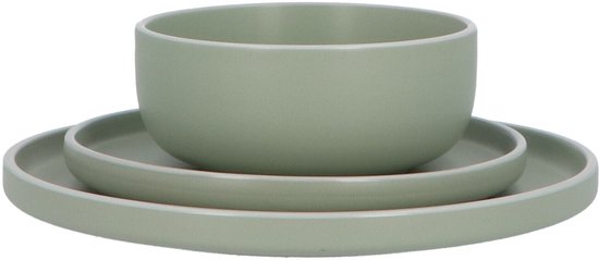 6 persoons Servies 18 delig Nordic style Keramiek - groen/wit