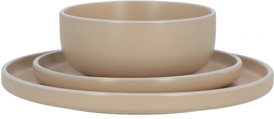 6 persoons Servies 18 delig Nordic style Keramiek - beige/wit
