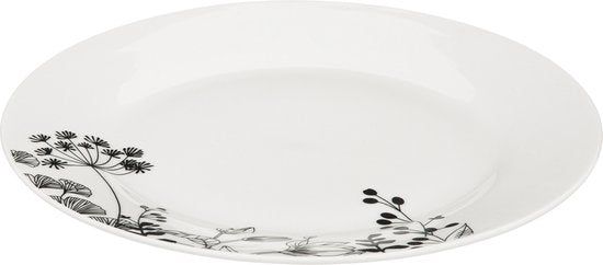 Porseleinen Serviesset Wild Flower 6-persoons 18-delig - Wit/Zwart