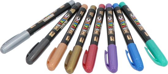 4goodz 8 stuks Metallic Fineliner Gelpennen 1-3 mm puntdikte