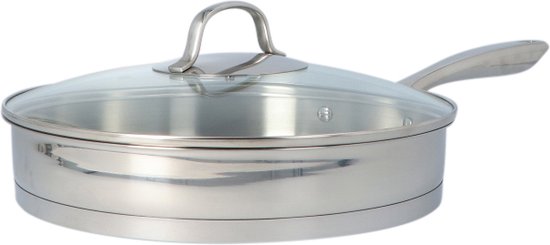 4goodz Dubbelwandige RVS Hapjespan met deksel - Zilver