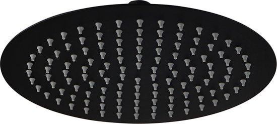 Luzzo® Regendouchekop Ø25 cm - Universele extra Platte Hoofddouche Rond RVS - Zwart