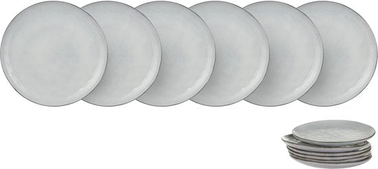 Aardewerk Serviesset Flower Beige 6 persoons 12-delig - Grijs