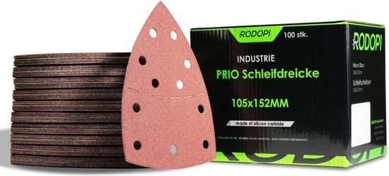 Rodopi® 100x Korrel Multi-Schuurpapier Driehoek 105x152 - Industrieel