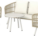 4goodz Tuinmeubelset 4-delig met salontafel bank en 2 stoelen - Creme