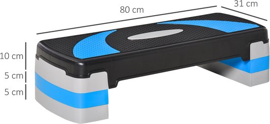 3 hoogtes verstelbare anti-slip aerobic Stepbank - tot 150 kg - Blauw