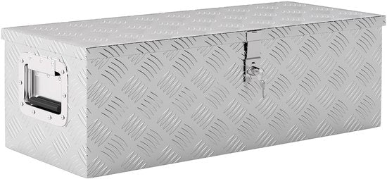 Gereedschapskist werkkist aluminium - veilig met slot - 76x33x25 cm - zilver