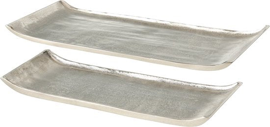 4goodz Zilveren Decoratieve Dienbladen Set – 2 Stuks Aluminium