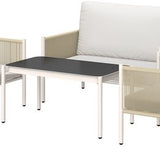 4goodz Tuinmeubelset 4-delig met salontafel bank en 2 stoelen - Zand/grijs