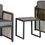 Tuinset, 3-delig, inclusief zitkussen, houtdecor, roestvrij metalen frame, Grijs