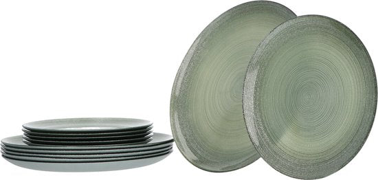 6-persoons Green Jem Servies Glas - 12 delig Servies - Groen
