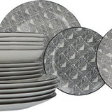 Serviesset 6 persoons Porselein Bohemia Ethnic 18-delig - Zwart/Wit