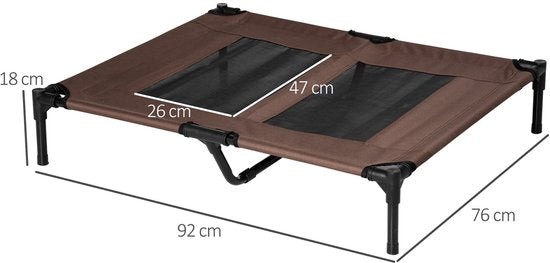 Ventilerend Hondenligbed 92x76x18cm- Comfortabele hondenstretcher - Bruin