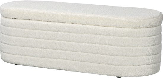 4goodz Bedbank Hocker met Opbergruimte - teddyfleece - 41x116x40 cm - Creme