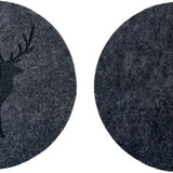 Onderzetters Rond - Zwart met Eland - 4 stuks - Vilt - Dubbelzijdig - Tafelbeschermer - Onderzetters voor Glazen