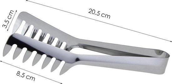 Pastatang - Spaghetti tang - Opschep tang voor de pasta - Keukentang - Pasta Tongs - RVS - 20,5 x 8,5 x 3,5 cm - Vleestang - Serveertang - Spaghettitang