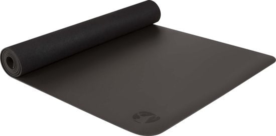 Ecoyogi PRO GRIP Yogamat Extra lang (214 x 68 x 0,42 cm) - Antraciet - 100% Natuurrubber en Vochtabsorberende PU Top Laag | Geweldige veerkracht | Onder alle omstandigheden een stevige grip | Geschikt voor Hot, Bikram, Vinyasa, Flow en Ayenger Yoga
