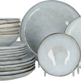 Aardewerk Servies Flower Beige 6 persoons 18-delig - Beige