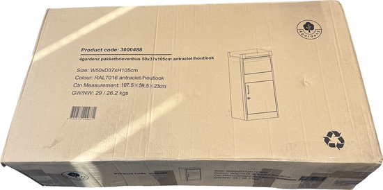 4gardenz® Pakketbrievenbus XL - Staande - Pakketbox - Antraciet