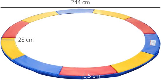 4goodz Trampoline rand Vervangings-Beschermrand 244 cm - Bont gekleurd