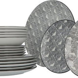 Serviesset 6 persoons Porselein Bohemia Ethnic 18-delig - Zwart/Wit