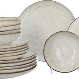 Aardewerk Servies Flower Beige 6 persoons 18-delig - Beige