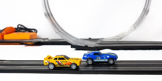 DMG Supply Racebaan - Autobaan Speelgoed - 2 Opstellingen Mogelijk - Dubbele Racebaan met Looping - 2 Auto's - Rondeteller - 3 Meter