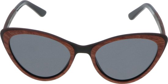 5one® Cecina Cateye Grey - zonnebril met Kosso/Ebony houten montuur