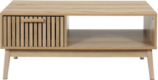 Salontafel Klaus Houten salontafel met panelen - 43x100x50 cm - Bruin